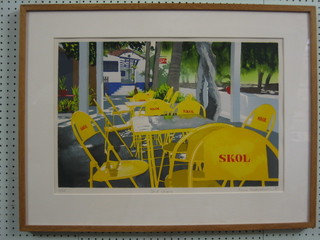 K Richard, limited edition coloured print "Chairs" signed and dated in the margin, the reverse with CCA Gallery label 16" x 23"