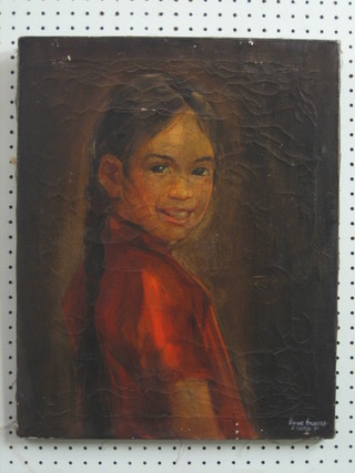 Rownie Guldberg, oil on canvas "Study of the Artist's Daughter Anna" 20" x 16", unframed