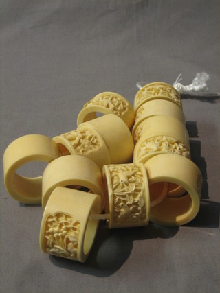 12 carved ivory napkin rings