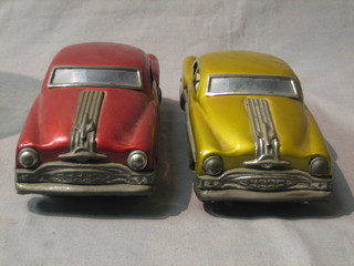 A pair of child's tin plate push along model cars 10"