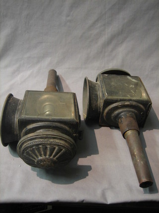 A pair of 19th Century Japanned coaching lamps