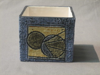 A square Troika vase, the base marked Troika Cornwall with indistinct monogram, 3" (chip)