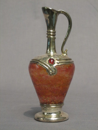 A Continental amber and silvered blown glass jug 6 1/2"