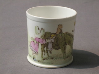 A Foley china infant's mug decorated a donkey with figures