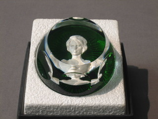 A Cameo Crystal glass paperweight decorated Princess Anne