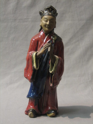 An Oriental pottery figure of a standing sage 13"