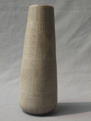 An Art Pottery vase with scratched decoration, the base impressed 95529t 12"