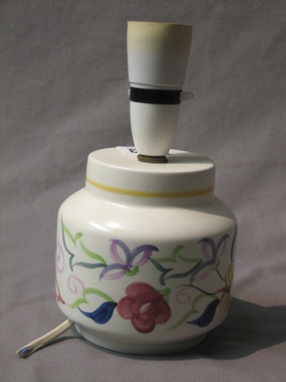 A modern Poole Pottery lamp base with floral decoration, base marked GB? 4"
