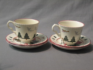 A 6 piece 1983 Masons Christmas tea set comprising 2 cups, 2 saucers and 2 plates