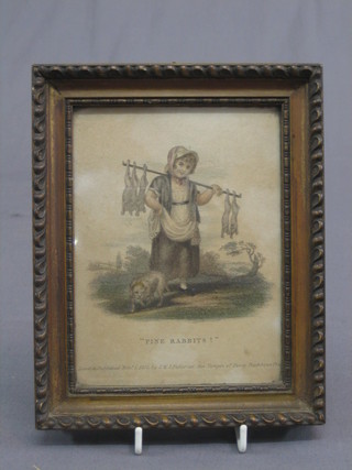 A 19th Century coloured print "Fine Rabbits" published Nov 1 1812 by S & J Fuller 5" x 4"