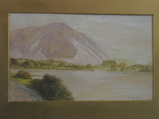 R Combe, watercolour "Mountain Lake" signed and dated 1925 6" x 10"