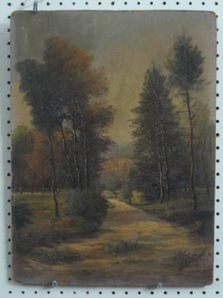 A 19th Century Continental oil on board "Black Forest" indistinctly signed 15" x 11"
