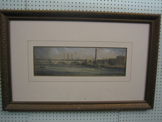 An 18th/19th Century watercolour drawing "River Thames with St Pauls  and The Black Lion Brewery in the Distance" 6" x 19"