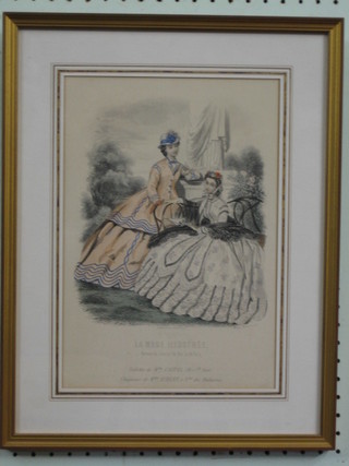 A 19th Century French coloured fashion plate "La Mode Illustree" 13" x 9"