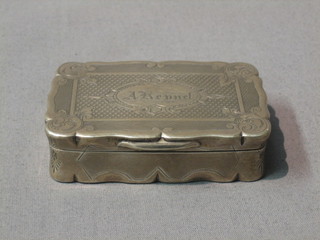 A Continental silver plated snuff box with hinged lid 3"