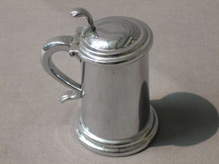 A Dunhill silver plated table lighter  in the form of a lidded tankard, the base marked Dunhill 3"