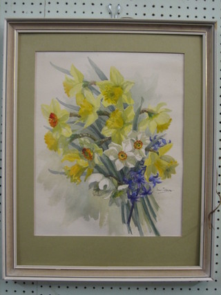 June Holdnay, watercolour still life study "Daffodils" 15 1/2" x 12" 