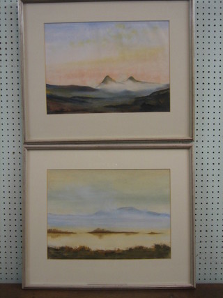 R Barraud, a pair of watercolours "Mountain Scenes at Dusk" 11" x 15 1/2"