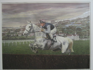 After P Heart a coloured print "Grey Day, Cheltenham Gold Cup 1989" 14" x 19"