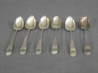 6 silver Georgian Old English pattern teaspoons, Newcastle, 2 ozs 