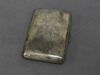 A fine quality and handsome Victorian silver cheroot case, engraved the crest of The Prince Consorts Own Rifle Brigade, London 1890, with parcel gilt interior, 4 ozs