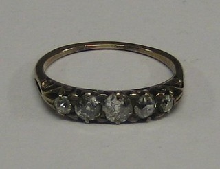 A lady's gold dress ring set 5 old rose cut diamonds