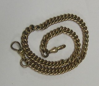 A gilt metal curb link Albert watch chain 15"