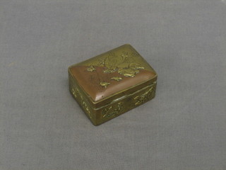 A 19th Century Japanese 2 colour gilt metal box decorated cockerel with hinged lid, 2 1/2"