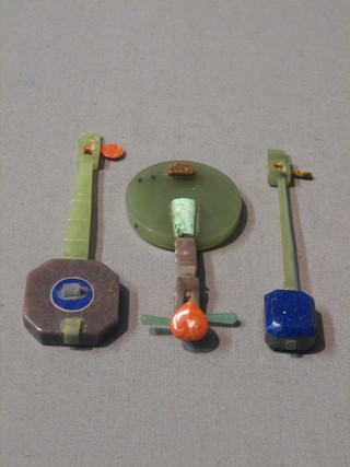 3 hardstone miniature models of instruments