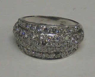 A lady's 18ct white gold dress ring set numerous diamonds  (approx 1.65ct)