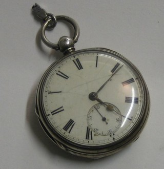 A silver pair cased pocket watch by Henry Fowle of Redhill contained in a silver case (dial cracked)
