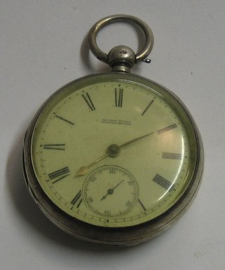 A pair cased pocket watch by Knight & Sons, 3 Mare Fair, Northampton, contained in a silver case