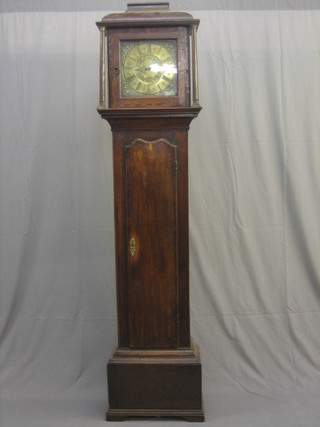 A 17th/18th Century 30 hour single handed longcase clock, the 10" brass dial with gilt metal spandrels by Gilbert Bullock of Bps Castle contained in an oak case (slightly reduced in height) 79" high