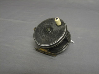 A steel and brass centre pin fishing reel 4"
