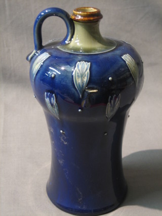 A Royal Doulton blue glazed flagon, the base marked Royal Doulton 5838, 9" (f and r)