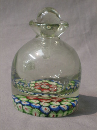 A 20th Century inkwell, the base with Millefiori decoration 4 1/2" (with non matching stopper)