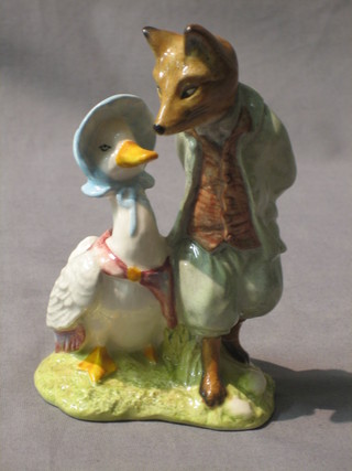A Beswick Royal Doulton Beatrix Potter figure Jemima Puddleduck with Foxey Whiskered Gentleman, black mark 1989