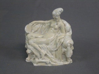 A plaster cast of a reclining naked lady, the  reverse signed S Nicolson Babb 1925 6"