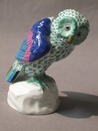 A Herend Hungary porcelain figure of a seated owl 4 1/2"