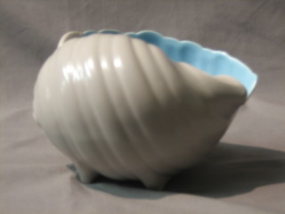 A blue and grey glazed Poole Pottery vase in the form of a shell 9" 