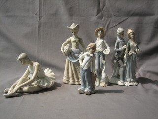 5 various Lladro style figures