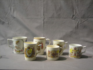 A Victorian Russell & Sons Diamond Jubilee mug and 5 other mugs