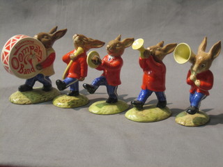 A Royal Doulton Bunnykins figure 5 piece band for the 1984 celebrations by Royal Doulton comprising Drum Major, Cymbal Bunnykins, Drummer, Sousaphone and Trumpeter