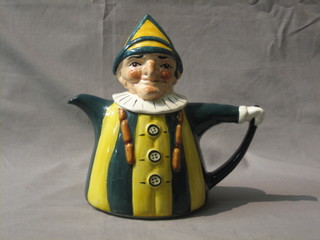 A Tony Wood teapot in the form of Mr Punch 10"