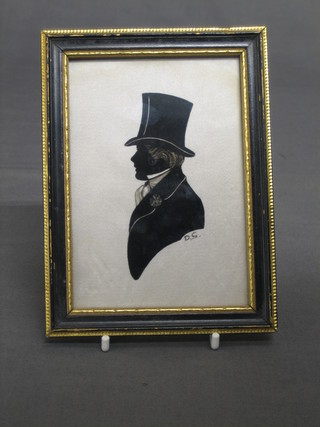A 19th Century silhouette of a gentleman 5 1/2" x 3", monogrammed DG 