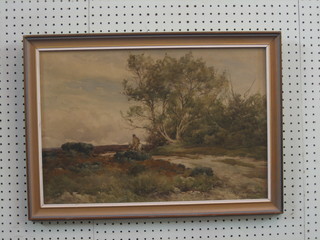 E C Pascoe Holman, watercolour "Country Scene with Figure Riding Home" signed and dated 1923 14" x 21"