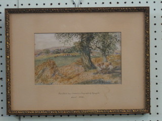 L L Tugwell, watercolour drawing "Reigate with Windmill" signed and dated 1860 5" x 8 1/2"