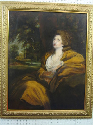 After Tilly Kettle, an 18th/19th Century oil on canvas "Portrait of The Countess of Harcourt", re-lined 48" x 37 1/2"