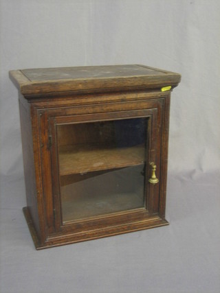 A small oak display cabinet (formerly a longcase clock hood) 16"