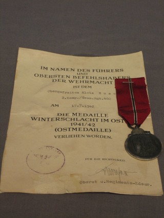 A Nazi German Campaign Against Russia medal complete with certificate